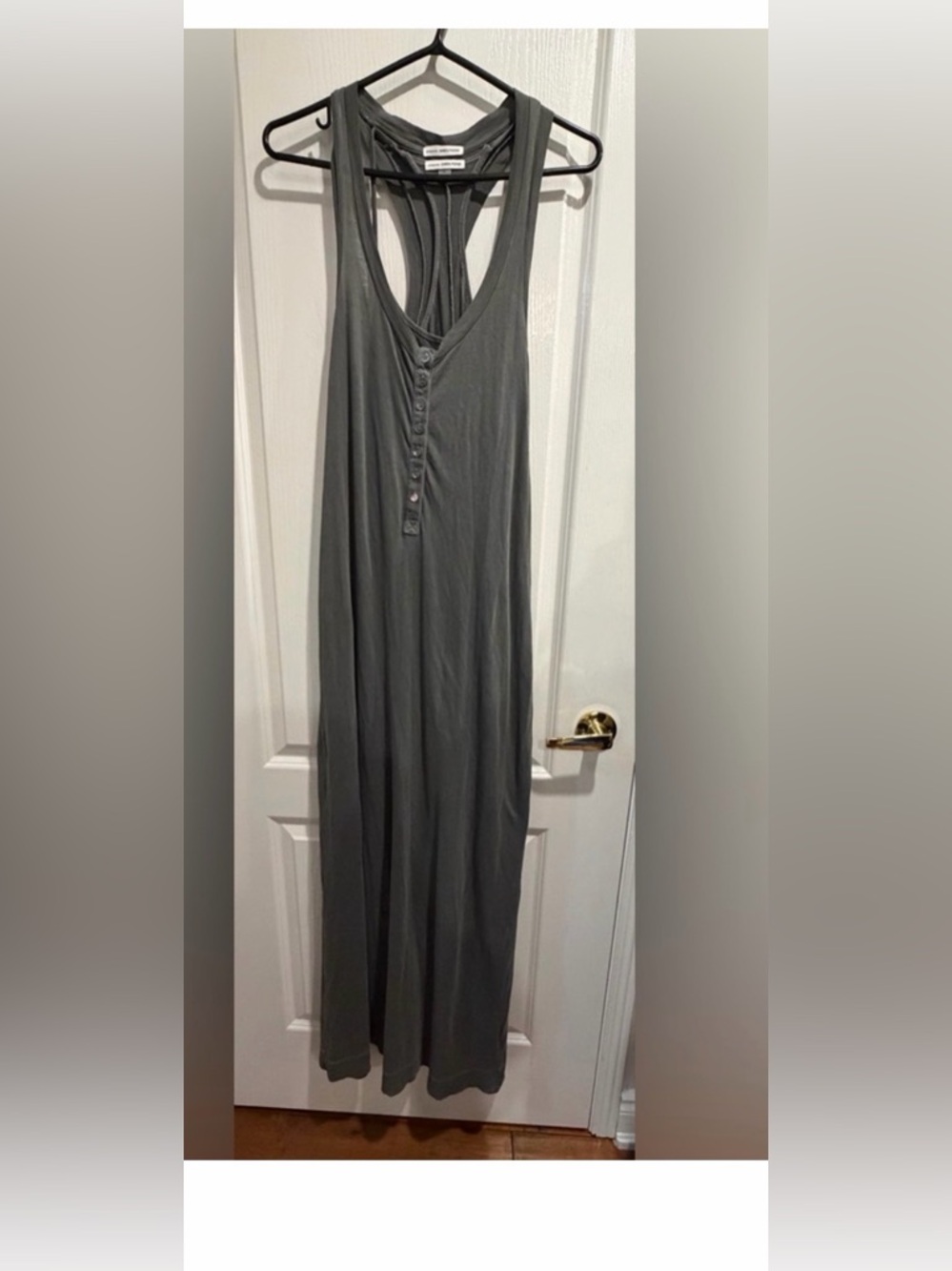 James Perse Gray Button-Front, Racerback Maxi Dress - Picture 3 of 10